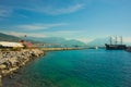 Pirate ship for the entertainment of tourists sailing on the sea. Alanya, Antalya district, Turkey, Asia