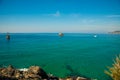 Pirate ship for the entertainment of tourists sailing on the sea. Alanya, Antalya district, Turkey, Asia Royalty Free Stock Photo