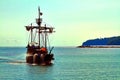 Pirate ship at the open sea