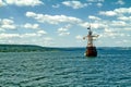 Pirate ship at the open sea