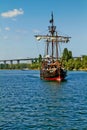 Pirate ship at the open sea