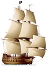 Pirate Ship runs downwind Royalty Free Stock Photo