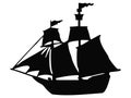 Pirate ship silhouette vector art Royalty Free Stock Photo