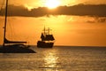 Pirate Ship Sunset Royalty Free Stock Photo