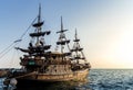 Pirate ship in sunset