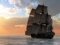 Pirate Ship Sunset Royalty Free Stock Photo