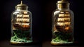 Pirate Ship Trapped in Glass Bottle: A Captivating Nautical Display