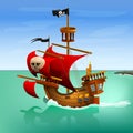 Pirate ship. Vector illustration. Royalty Free Stock Photo