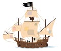 Pirate Ship on White Royalty Free Stock Photo