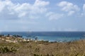 Pirate ships moored off of Malmok Beach on Aruba`s NorthWest coast. Royalty Free Stock Photo