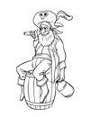 Pirate Sitting On A Barrel Isolated Coloring Page