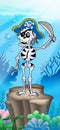 Pirate skeleton on sea bottom Royalty Free Stock Photo