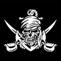 Pirate Skull with Anchor, Rope and Crossed Swords Isolated Vector Illustration