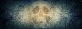 Pirate skull and compasses on old grunge paper background