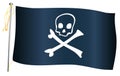 Pirate Skull and Crossbones Flag And Flagpole Royalty Free Stock Photo