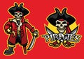 Pirate skull mascot in set