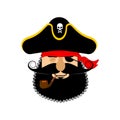 Pirate sleeping emoji head. Filibuster asleep emotion face. Buccaneer dormant avatar. Vector illustration Royalty Free Stock Photo