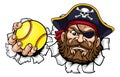 Pirate Softball Sports Team Cartoon Mascot Royalty Free Stock Photo