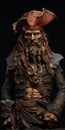 Realistic Pirate Statue With Long Hair And Hat