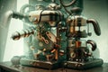 Pirate Steampunk Illustration of an Elaborately Designed Coffee Maker Ai generated image
