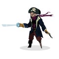 pirate with a sword and a pistol in a hat with a skull