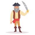 Pirate with sword. Vector. Cartoon. Royalty Free Stock Photo