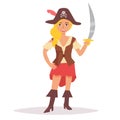 Pirate with sword. Vector. Cartoon. Royalty Free Stock Photo