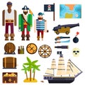 Pirate symbols vector illustration. Royalty Free Stock Photo