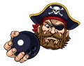 Pirate Ten Pin Bowling Ball Sports Mascot Cartoon Royalty Free Stock Photo