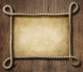 Pirate theme nautical rope frame with old paper