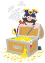 Pirate and treasure chest Royalty Free Stock Photo