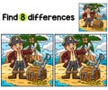 Pirate and Treasure Chest Find The Differences Royalty Free Stock Photo