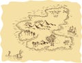 Pirate Treasure Map Sailing Ship Drawing Royalty Free Stock Photo