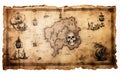 Pirate Treasure Map for Toy with Marked Paths and Mystery -Generative Ai
