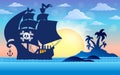 Pirate vessel silhouette theme 5 Royalty Free Stock Photo