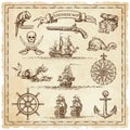 Pirate Vintage map illustration elements