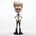 Piratepunk Cartoon Realism Figurine With Blonde Hair And Black Jacket