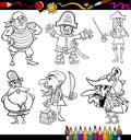 Pirates cartoon set for coloring book Royalty Free Stock Photo