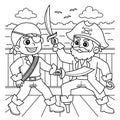 Pirates Fighting Coloring Page for Kids