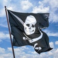 Pirates flag in the wind Royalty Free Stock Photo