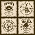 Pirates four colored emblems or t-shirt prints