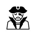 Black solid icon for Pirates, corsair and rover
