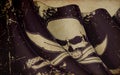 Pirates Jawless Skull and Swords Waving Flag Old Paper