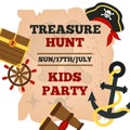 Pirates kids party announcement poster Royalty Free Stock Photo