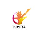 Pirates logo template, modern design vector