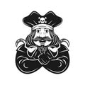 pirates man black and white vector illustration