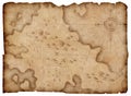 pirates map with treasures path mark isolated