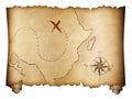 Pirates' old treasure map roll isolated Royalty Free Stock Photo