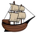 Pirates Ship Cartoon Color Illustration