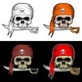Pirates Skull bite a Sword with 4 Style color